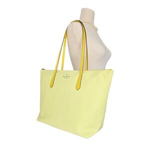 NWT Kate Spade Outlet Kitt Nylon Medium Tote Tennis Ball yellow KG460 Colorblock